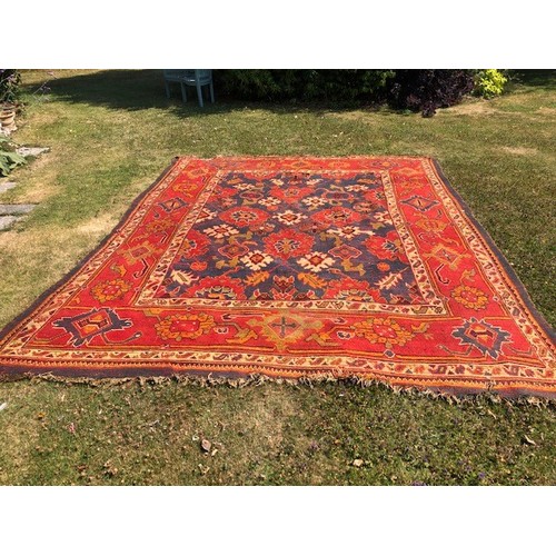 537 - A Ushak carpet, approx. 375 x 252 cm, attic stored, very worn and faded, some loss, see images