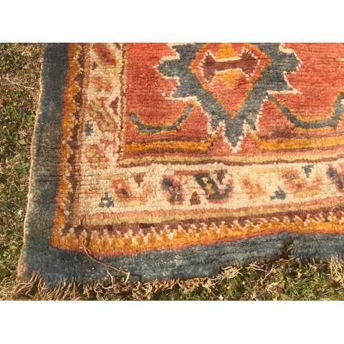 537 - A Ushak carpet, approx. 375 x 252 cm, attic stored, very worn and faded, some loss, see images