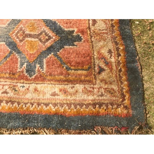 537 - A Ushak carpet, approx. 375 x 252 cm, attic stored, very worn and faded, some loss, see images