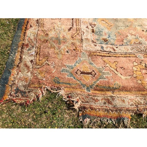 537 - A Ushak carpet, approx. 375 x 252 cm, attic stored, very worn and faded, some loss, see images