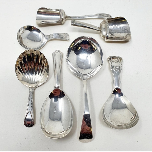 175 - A group of seven assorted silver caddy spoons