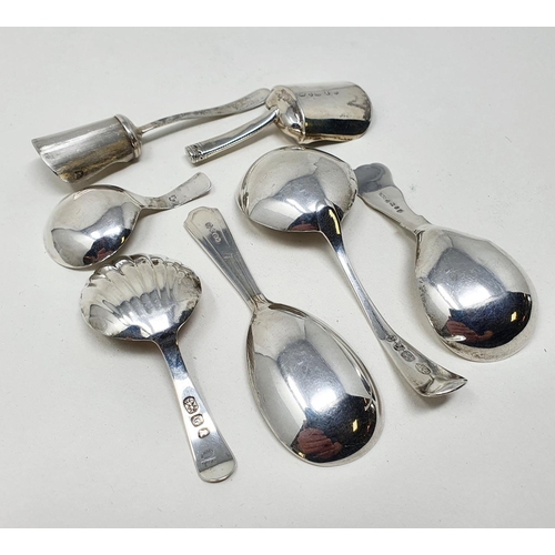 175 - A group of seven assorted silver caddy spoons