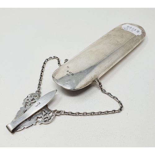 182 - A silver spectacle case, on a chain with a belt hook, Birmingham 1914