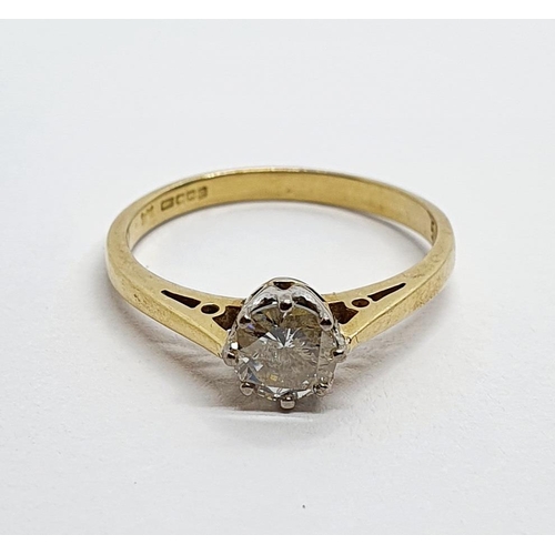 802 - An 18ct gold and diamond solitaire ring, ring size L 1/2