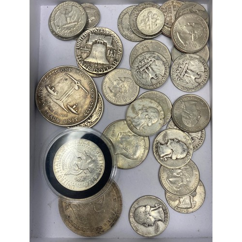 92 - A silver American $1, 1865, and assorted coins (qty)