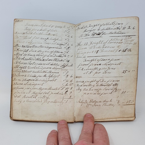 12 - A 19th century log book for Conway, kept by Captain W Jones, vellum bound, and related paperwork