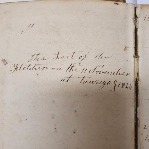 12 - A 19th century log book for Conway, kept by Captain W Jones, vellum bound, and related paperwork