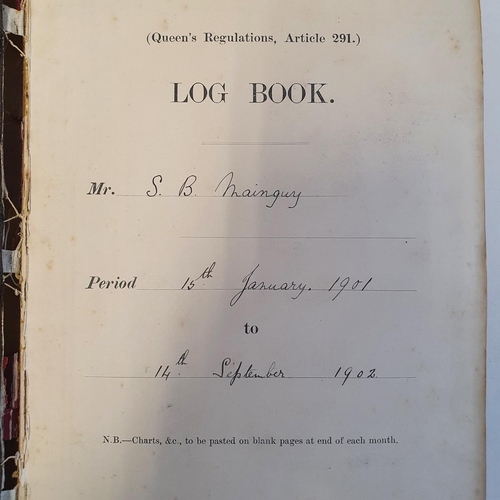 17 - A Royal Navy log book, for HMS Blake, kept by Midshipman S B Mainguy, dated 15th January 1901 - 14th... 