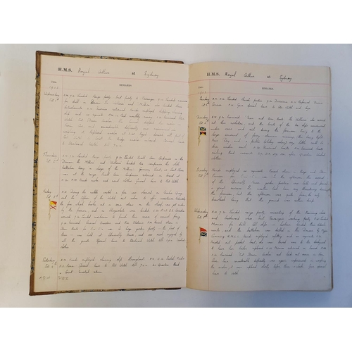 21 - A Royal Navy log book, for HMS Royal Arthur, kept by Midshipman S B Mainguy