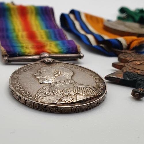 43 - A group of four medals, awarded to U893 W T Leavey L STO RN, comprising a 1914-15 Star and a Long Se... 