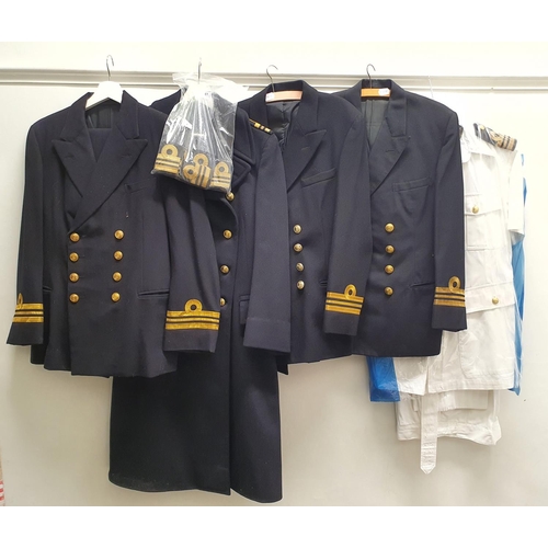 61 - A Royal Naval officers jacket and assorted naval uniforms (qty)