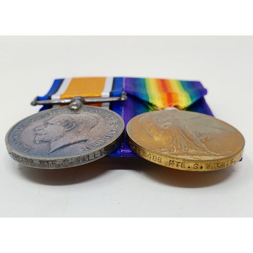 45 - A British War Medal and Victory Medal, pair, awarded to DM2-196488 Pte G Wallis ASC, another pair, a... 