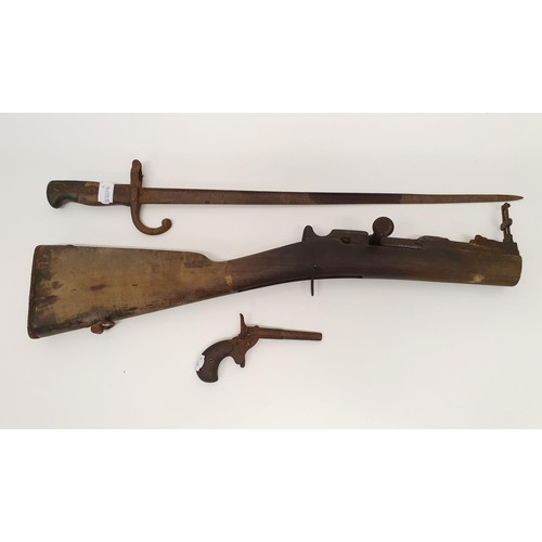 64 - A bayonet, a pistol and part of a rifle (3)