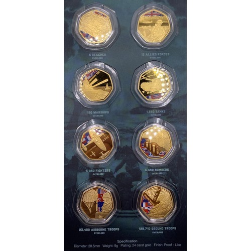 190 - A limited edition set of eight 50p pieces, June 6 1944 - Operation Overlord D-Day 75