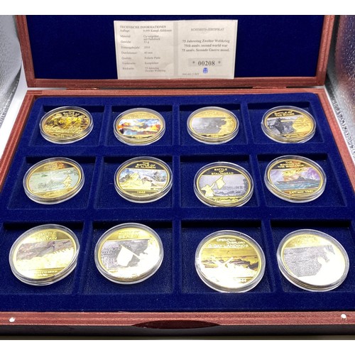 195 - A set of twelve commemorative medallions, for the 75th Anniversary of World War II