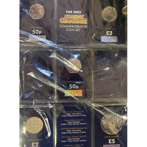 197 - A collection of Change Checker commemorative coins, in a folder, and assorted commemorative coins (b... 