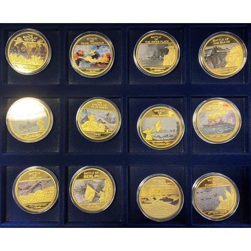 195 - A set of twelve commemorative medallions, for the 75th Anniversary of World War II