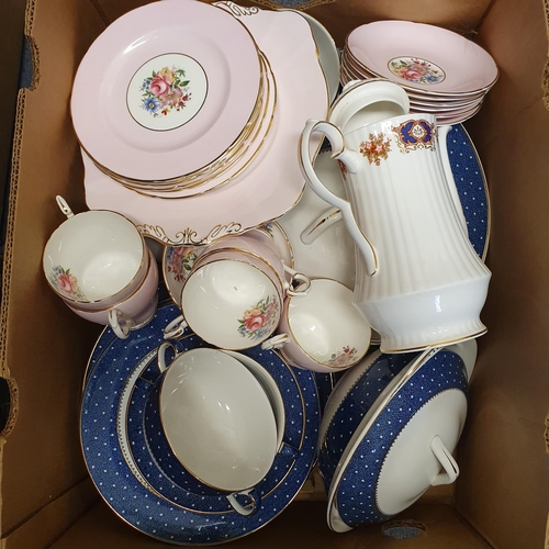 607 - A Paragon part tea service, a Royal Imperial part dinner service, and other ceramics (2 boxes)