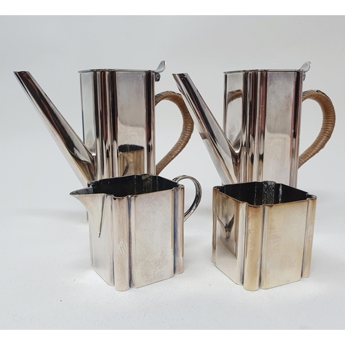 635 - A novelty silver plated miniature four piece coffee set, comprising two coffee jugs, a cream jug and... 