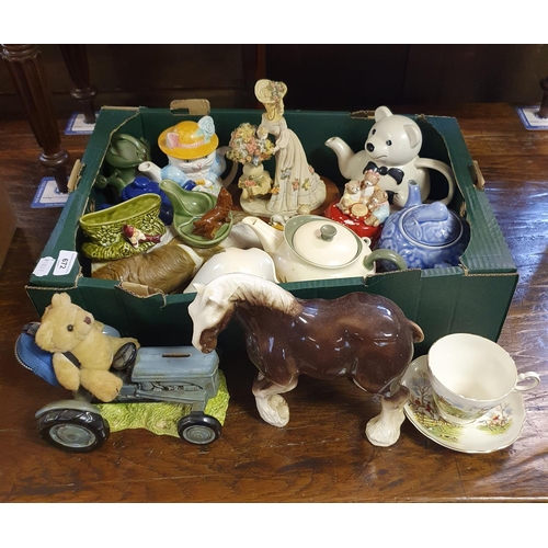 672 - A novelty teapot and other ceramics (box)