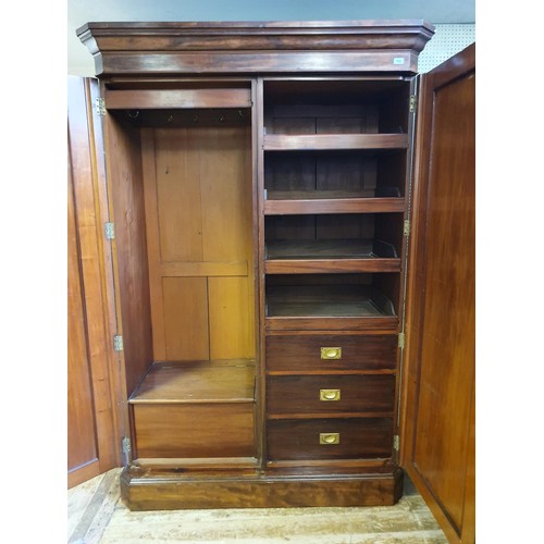 733 - A 19th century mahogany double wardrobe, 214 cm high x 148 cm wide