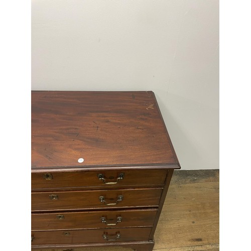 758 - A 19th century mahogany chest, having four long graduated drawers, 92 cm wide