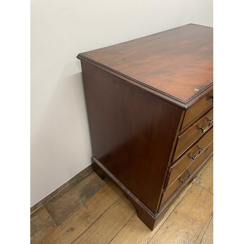 758 - A 19th century mahogany chest, having four long graduated drawers, 92 cm wide