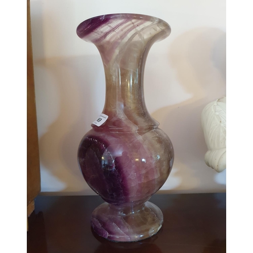 402 - A modern Blue John style vase, of baluster form, 31 cm high