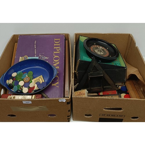 347 - A table top roulette wheel, a cribbage board, assorted other games and toys, and an Iznik style plat... 