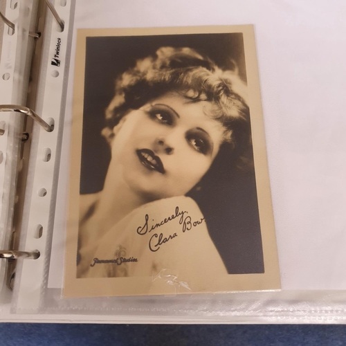 27 - An album of 1930s and 1950s film portrait photographs, and lobby cards, to include Joan Marion, Andr... 