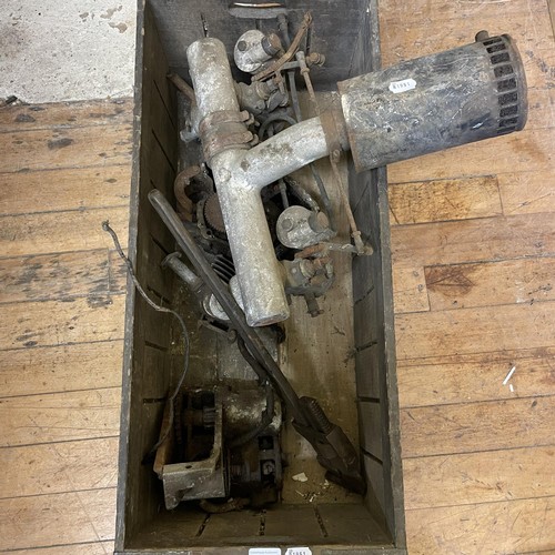 171 - A Wolseley chrome radiator surround, carburettors and other items (box)  
Provenance: Removed from a... 