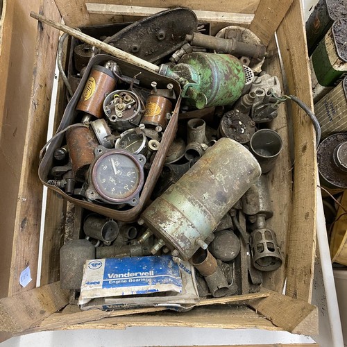 181 - Assorted carburettor parts, oil cans, and other items (3 boxes) 
Provenance: Removed from a private ... 