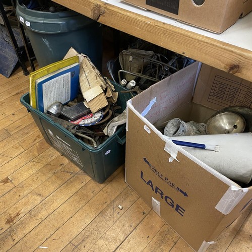 184 - Assorted tools and sundries (4 boxes/tubs)  Provenance: Removed from a private garage/workshop 
in O... 