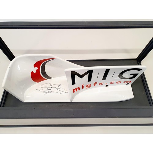 106 - A front wing end panel from Jenson Button's 2009 World Championship winning Formula One car, signed ... 