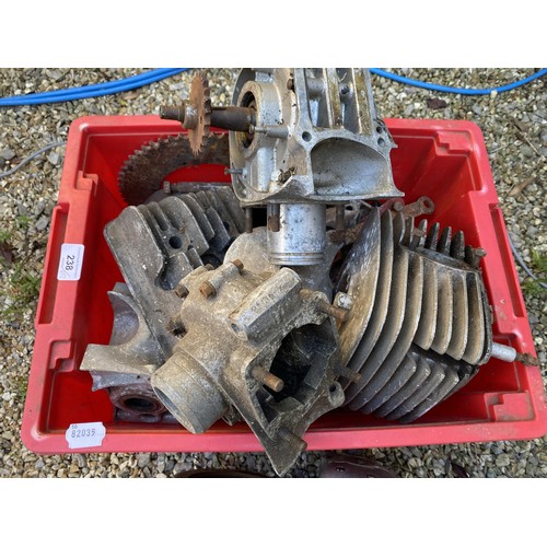 238 - Assorted cylinder heads, an engine and other items (qty)