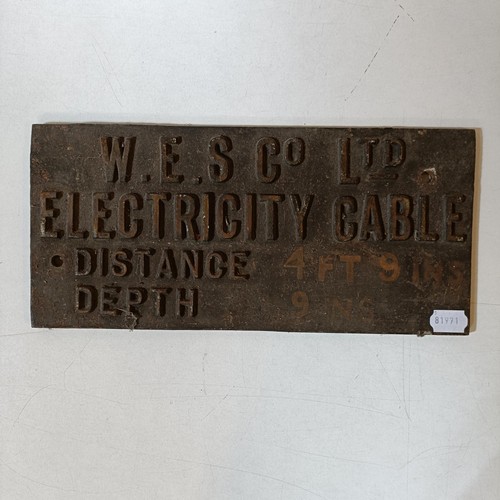 123 - A metal sign, W.E.S.Co LTD, Electrical Cable for Distance and Depth, 38 cm x 18 cm