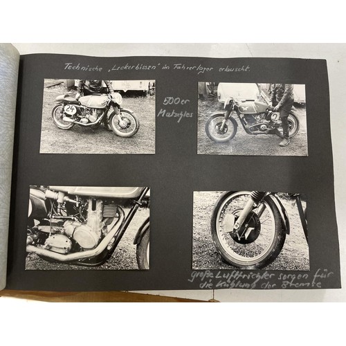 141 - A Metzeler Tyres folder of fourteen photographs of motorcyle racing side cars, from the 1950s and fo... 