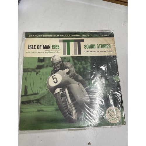 140 - Six 33 1/3 rpm vinyl records, Sound Stories of the Isle of Man TT, comprising 1958, 1961, 1962, 1964... 