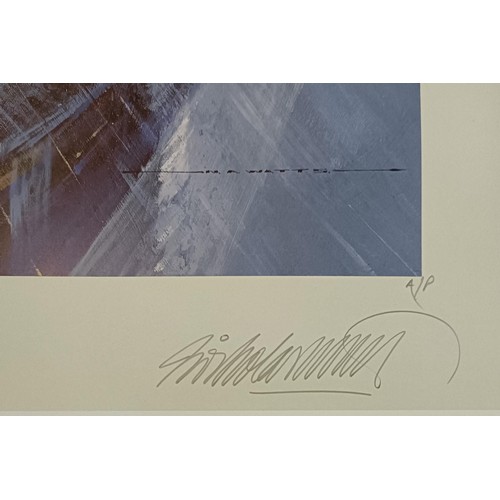 98 - A Nicholas Watts signed print, Victory for Porsche - Le Mans 1970, unframed, a monochrome photograph... 