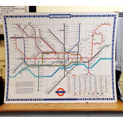 134 - A 1960's London Transport Underground Map, on board, 100 cm x 127 cm, designed by Paul E Garbutt