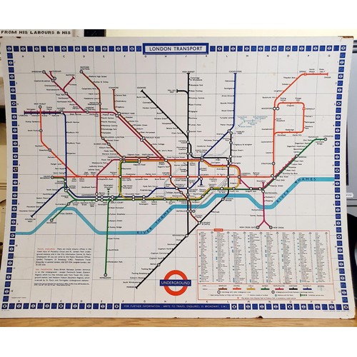 134 - A 1960's London Transport Underground Map, on board, 100 cm x 127 cm, designed by Paul E Garbutt