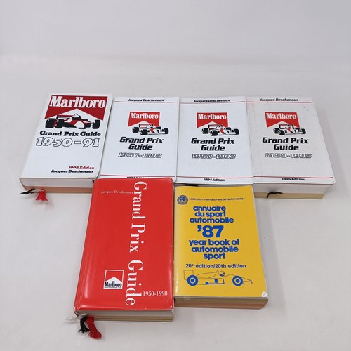 113 - Grand Prix Guide Books 1950-1991, 1950-1993 (2), 1950-1995, 1950-1998 and a FIA Year Book of Automob... 