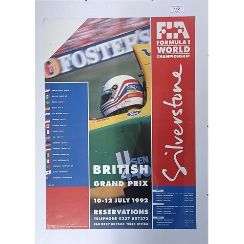 112 - A 1992 British Grand Prix poster, and a photograph album of original photographs taken at the Grand ... 