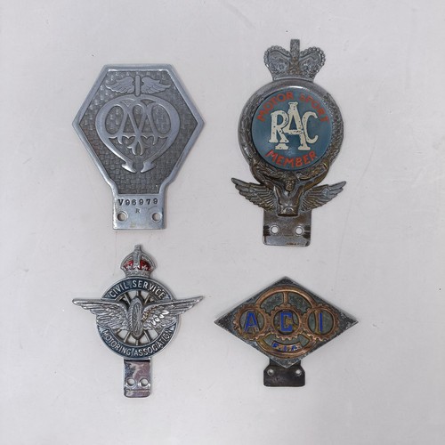 122 - A Royal Automobile Club car badge, an AA car badge, a Civil Service Motoring Association car badge, ... 