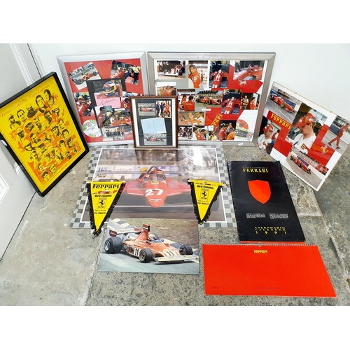 107 - Assorted Ferrari memorabilia, to include signed photographs by Gerhard Berger, Nigel Mansell, Michel... 