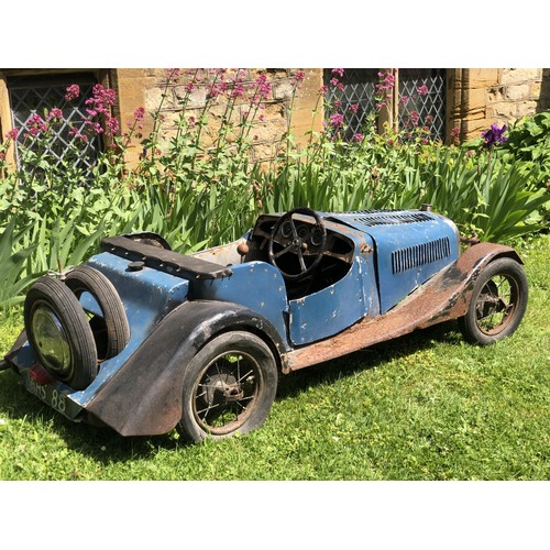 95 - A Morgan Series I 4/4 DHC childs pedal car, with twin mounted spares, for restoration