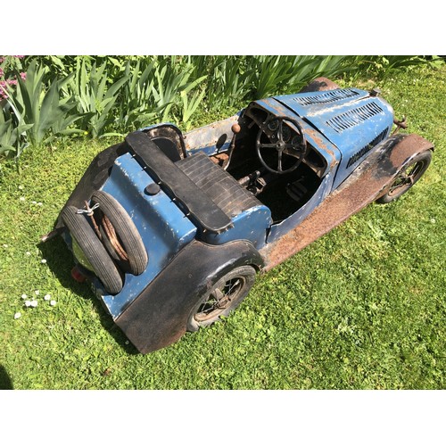 95 - A Morgan Series I 4/4 DHC childs pedal car, with twin mounted spares, for restoration