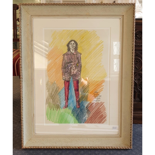 180 - John Randall Bratby (British 1928-1992), Patti In Her Jump Suit, coloured chalks, signed and inscrib... 