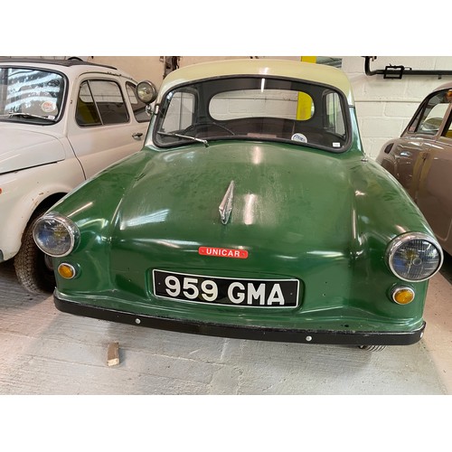 109 - 1959 Opperman Unicar
Registration number 959 GMA
Two-tone green
Bought by a former Opperman employee... 