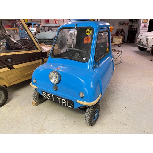 135 - 1965 Peel P50
Registration number 551 TRL
Blue
Manufactured by the Peel Engineering Company on the I... 